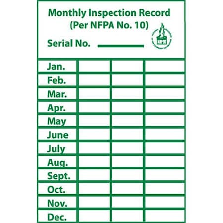 National Marker Co NMC Monthly Inspection Record Label ML1